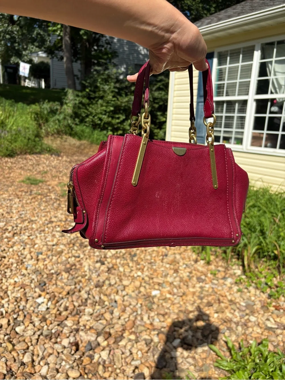 Coach Oxblood Red Pebble Leather Dreamer Satchel Bag 38551